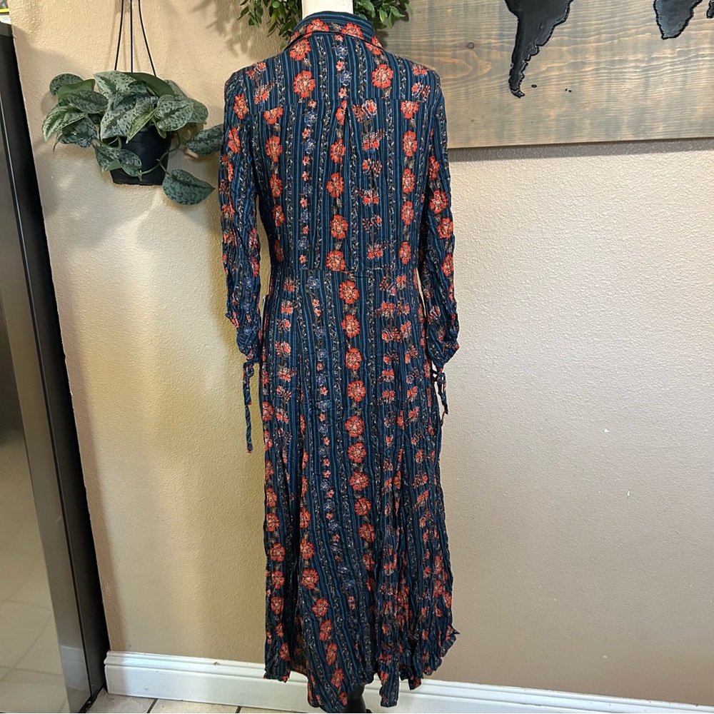 Lulu's Blue and Orange Bishop Sleeve Sundress - Picture 5 of 8